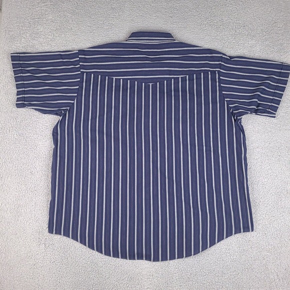 Plains Western Wear Shirt Men's‎ 3X BIG MAN Blue Pearl Snap Striped Lightweight - Picture 2 of 14